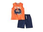 Kids Headquarters Infant Boys 2 Piece Orange King Crabby Tank Top Shorts