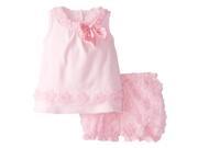 Nannette Infant Girls Pink Lacy Rosette Dress Baby 2 PC Sundress