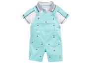 First Impressions Infant Boys 2 Piece Polo Shirt Sail Boat Shortall Overall 12m