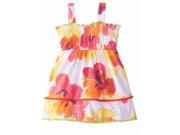 Youngland Infant Girls Orange Yellow Floral Dress Smocked Sun Dress