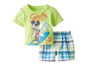 Disney Infant Boys 2 Piece Mickey Mouse Surfer T Shirt Plaid Shorts 0 3m