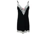 Kathy Ireland Womens Black Lacy Chemise Knit Nightie Nightgown Gown L