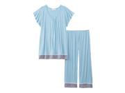 Kathy Ireland Womens Blue Gray Silky Pajamas Lightweight Pajama Set PJs M