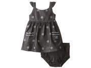 Calvin Klein Infant Girls Black Denim Flower Print Dress Outfit 2 Piece Set