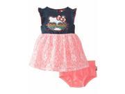 Hello Kitty Infant Girls Pink Ruffled Lace Dress Outfit 2 Piece Set