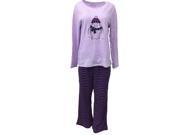 Croft Barrow Womens Purple Penguin Pajamas Stretch Fit Knit Pajama Sleep Set XS