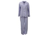 Covington Womens Purple Zebra Stripes Fleece Pajamas Collared Sleep Set L