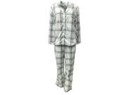 Soft Sensations Womens Ivory Purple Gray Plaid Fleece Pajamas PJs Sleep Set S