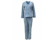 Soft Sensations Women Blue Leoard Print Fleece Pajama PJ Set Lounge Sleep Set S