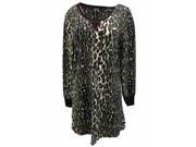 Soft Sensations Womens Brown Leopard Print Fleece Sleep Shirt Nightgown L