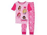 Disney Toddler Girls 2 PC Princess Top Bottoms Pajama Lightweight Sleep Set 2T