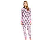 Disney Womens Pink Fleece Mickey Minnie Mouse Hooded Union Suit Sleeper Pajama M
