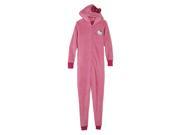 Sanrio Womens Pink Fleece Hello Kitty Hooded Union Suit Blanket Sleeper Pajama M