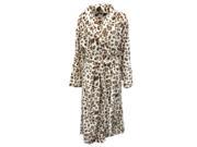 Covington Womens Plush Brown Leopard Print Robe Fleece Housecoat S