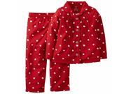 Carters Girl Red Polka Dot Flannel Pajamas Notched Collar PJ 2 Piece Sleep Set 4