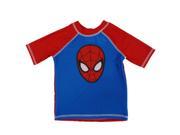 Marvel Toddler Boys Blue Red Ultimate Spider Man Rash Guard Swim Shirt 2T