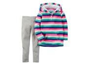 Carters Infant Girl 2 Piece Set Striped Pink Hoodie Jacket Leggings Outfit 18m