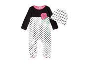 First Impressions Infant Girl 2 PC Plush Flower Jumpsuit Sleeper Hat Outfit 6 9m