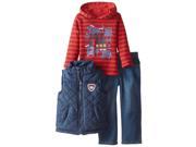 Kids Headquarters Infant Boys 3P Construction Outfit Vest Hoodie Pants 18m