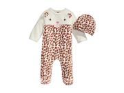First Impressions Infant Girls 2 Piece Leopard Jumpsuit Sleeper Hat Outfit 3 6m