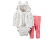 Carters Infant Girl 3 PC Micro Fleece Set Creeper Pants Heart Hoodie Jacket 3m