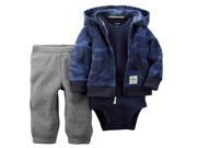 Carters Infant Boys 3 Piece Blue Camouflage Set Pants Creeper Jacket 3 Months