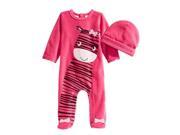 First Impressions Infant Girls 2 PC Plush Zebra Jumpsuit Sleeper Hat Outfit 0 3m