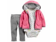 Carters Infant Girl 3 Piece Pink Heart Outfit Creeper Leggings Hoodie Jacket 3m