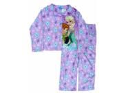 Disney Frozen Girls 2 PC Elsa Anna Purple Pajamas Top Bottoms Sleep Set 4 5
