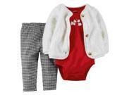 Carters Infant Girls 3 Piece Scotty Dog Set Plush Jacket Shirt Leggings Set 24m