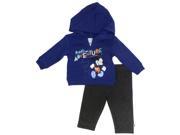 Disney Infant Boy 2 PC Mickey Ready For Adventure Hoodie Shirt Pant Set 3 6m