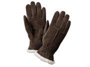 Isotoner Womens Chocolate Brown Suede Gloves with Sherpasoft Lining XL