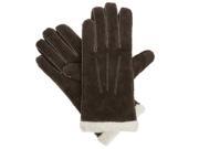 Isotoner Womens Moccasin Stitched Brown Suede Gloves With Sherpasoft Lining L