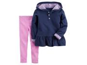 Carters Infant Girls Pink Blue Striped 2 Piece Outfit Shirt Leggings 3m