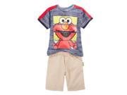 Sesame Street Infant Boys 2 Piece Elmo T Shirt Khaki Shorts Set 12m