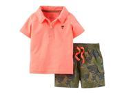 Carters Infant Boys 2 Piece Coral T Shirt Tropical Shorts Set NB