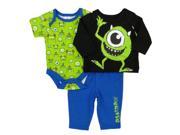 Disney Baby Infant Boys 3P Monster s Inc. Bodysuit Shirt Pants Set 6 9 Months