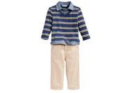 First Impressions Infant Boys 2 Piece Mock Layered Shirt Khaki Pants Set 3 6m