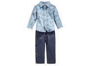 First Impressions Infant Boys 2 Piece Blue Chambray Bicycle Shirt Pants Set 12m