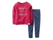 Carter Infant Girl Pink Daddys Little Princess 2 Piece Outfit Shirt Leggings 6m