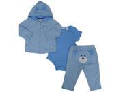 First Impressions Infant Boys 3 Piece Blue Bear Hoodie Pants Bodysuit Set 24m