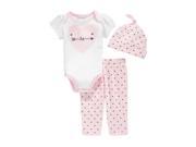 First Impressions Infant Girls 3 PC I Love To Laugh Bodysuit Leggings Hat 0 3m