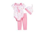 First Impression Infant Girl 3 PC Outfit Pink Giraffe Bodysuit Leggings Hat 6 9m
