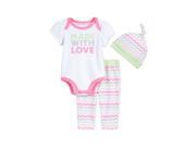 First Impression Infant Girl 3 PC Made With Love Bodysuit Leggings Hat 0 3m