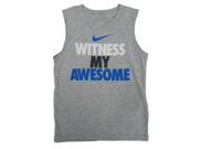 Nike Boys Gray Witness My Awesome Sleeveless Athletic Shirt Size 4