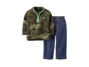 Carters Infant Boys 2 Piece Outfit Camouflage Fleece Moose Jacket Blue Jeans 18m