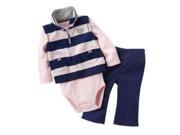 Carters Infant Girls 3 Piece Set Pink Blue Stripes Vest Creeper Leggings 3m