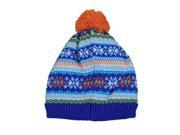 CP Infant Boys Girls Blue Orange Nordic Print Beanie Pom Stocking Cap Hat 12 18m