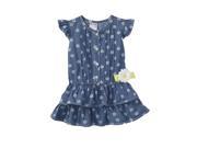 Nannette Toddler Girls Daisy Flower Chambray Dress Short Sleeve Denim Dress 2T