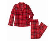 Covington Womens Red Plaid Fleece Pajamas Notched Collar Sleep Set PJs XL